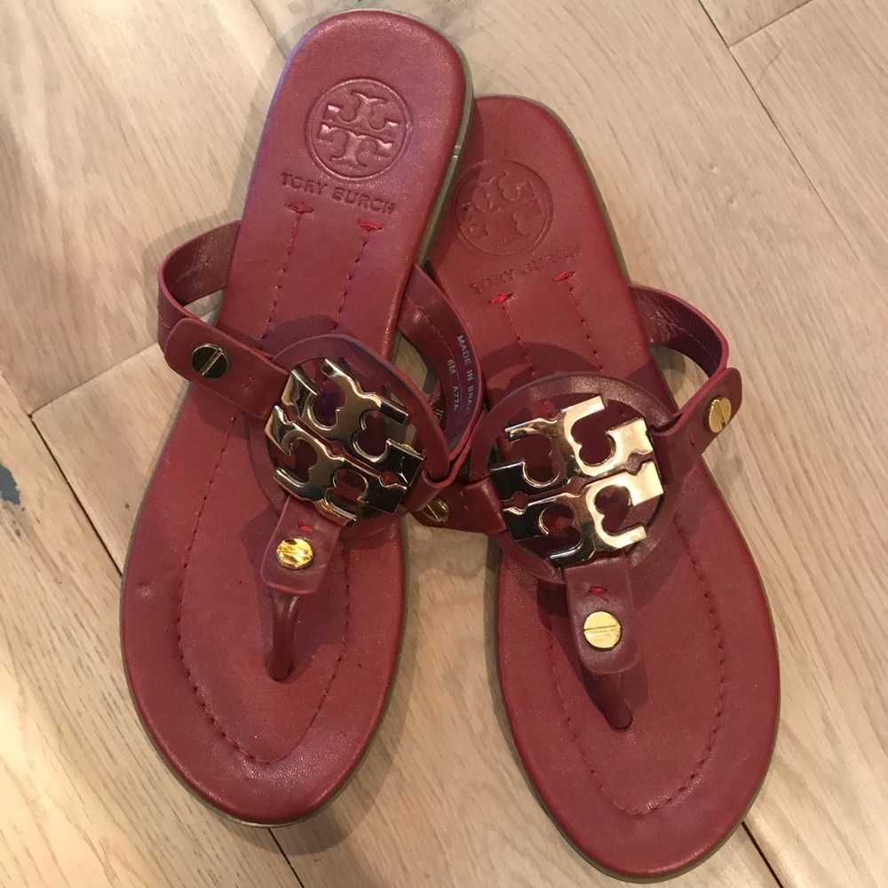 Maroon Tory Burch Miller Sandals